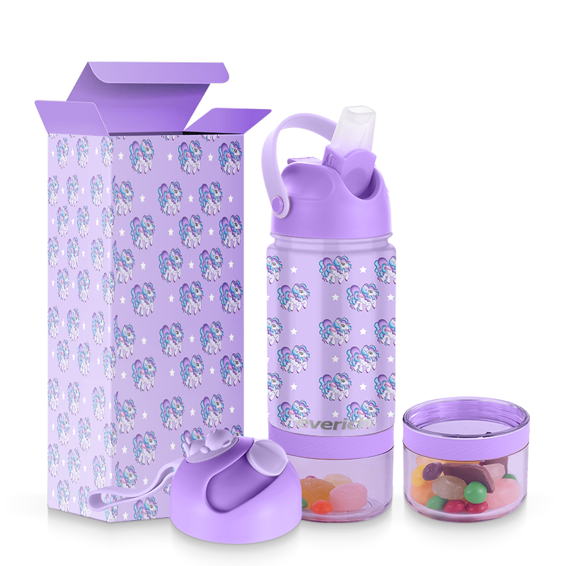 Everich Customized ODM stainless steel sports water bottle with leak proof straw lids and ODM removable bottom Snack box