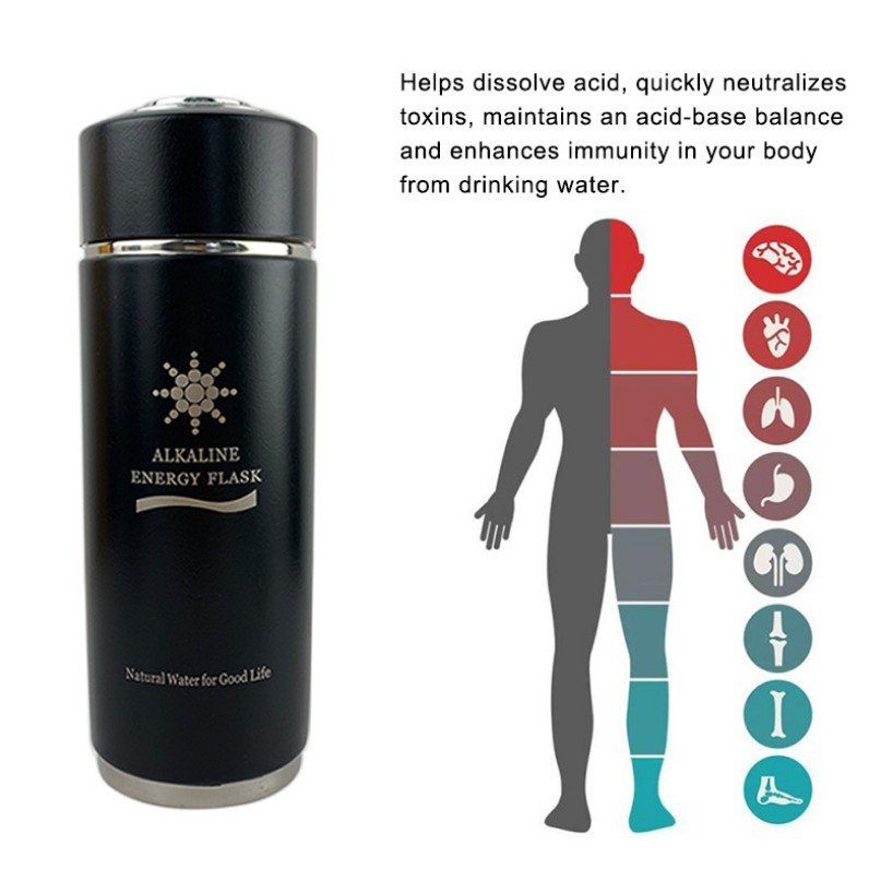 Leak Free Lid Bpa Free Vacuum Insulation Stainless Steel Alkaline Flask Water Bottle Alkaline Cup