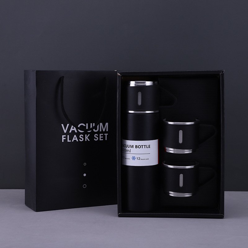 Business Office Style Thermos Bottle 500ML Stainless Steel Vacuum Flask Gift Set Outdoor Hot Water Thermal Insulation Couple Cup