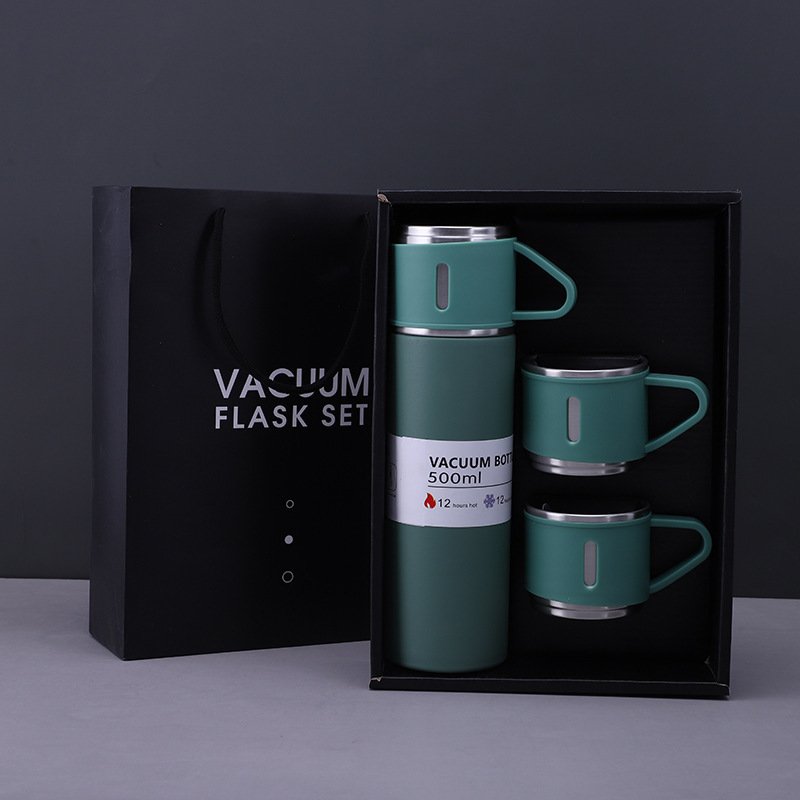 Business Office Style Thermos Bottle 500ML Stainless Steel Vacuum Flask Gift Set Outdoor Hot Water Thermal Insulation Couple Cup