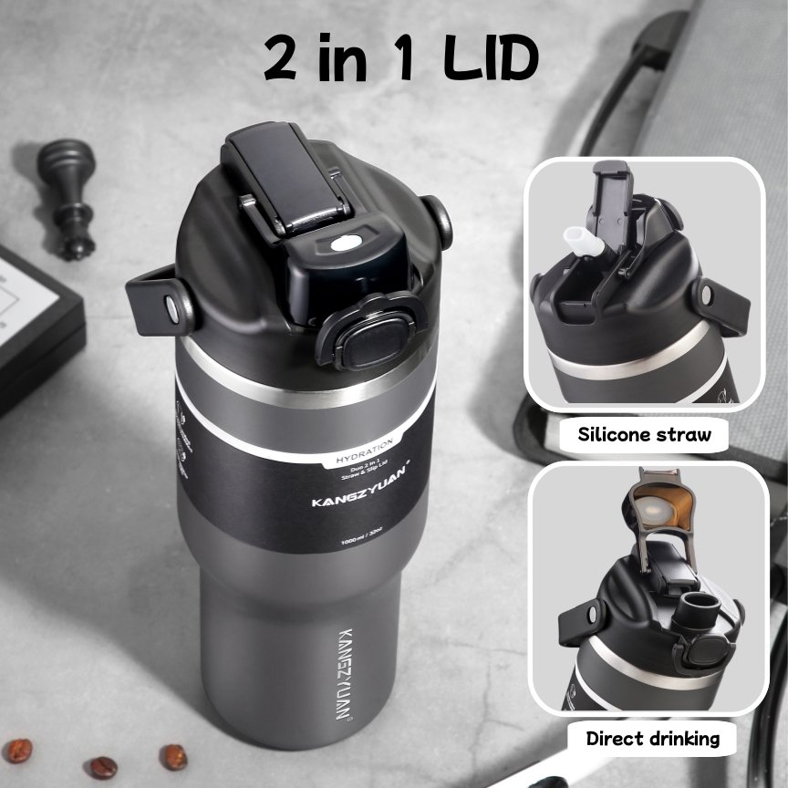 Customizable Gym Sport Drinking Water Bottles Double Wall SUS304 Coffee Aquaflask Tumbler Cup With Lid And Straw