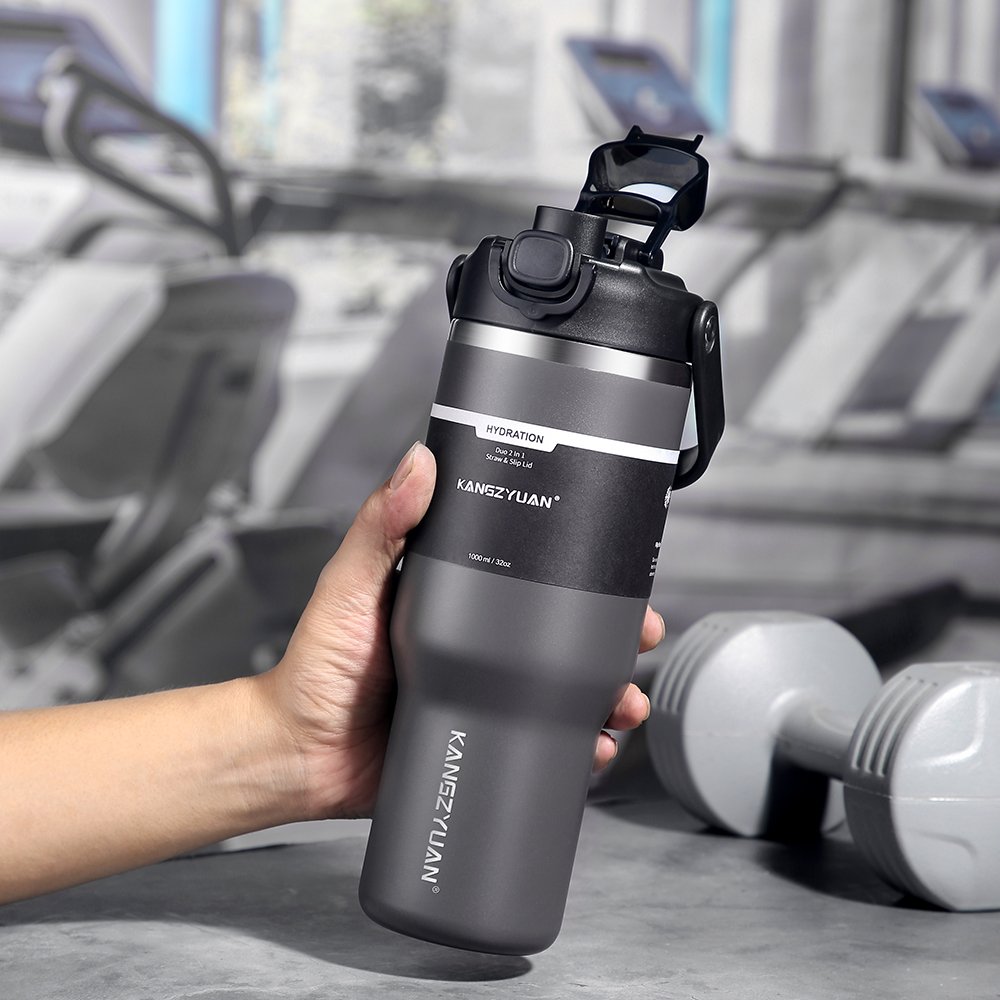 Customizable Gym Sport Drinking Water Bottles Double Wall SUS304 Coffee Aquaflask Tumbler Cup With Lid And Straw