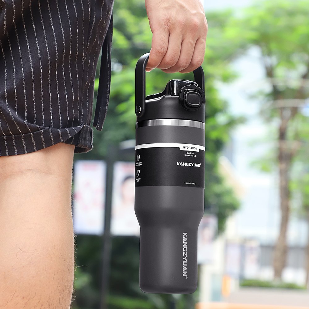 Customizable Gym Sport Drinking Water Bottles Double Wall SUS304 Coffee Aquaflask Tumbler Cup With Lid And Straw