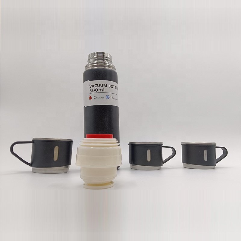 Custom LOGO 500 ml Vacuum Flask Gift Set Double Wall Stainless Steel insulated tumbler vacuum flask with 3 lids