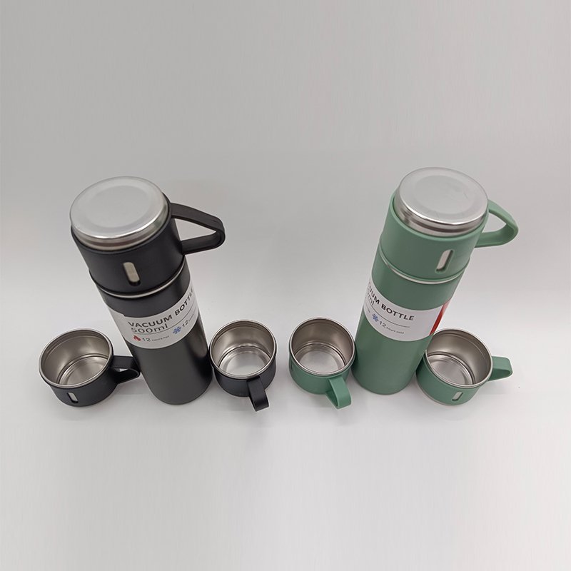Custom LOGO 500 ml Vacuum Flask Gift Set Double Wall Stainless Steel insulated tumbler vacuum flask with 3 lids