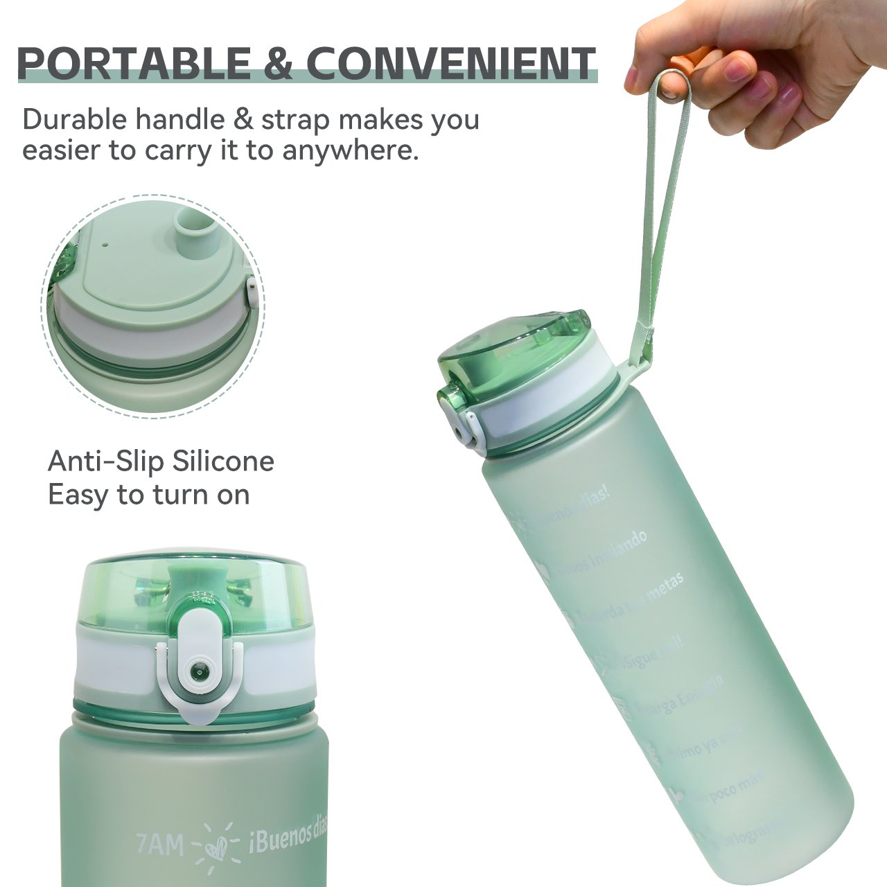 32oz Custom bpa free leafproof OEM/ODM gym fitness outdoor plastic drinkware 1L Motivational sport Water Bottle