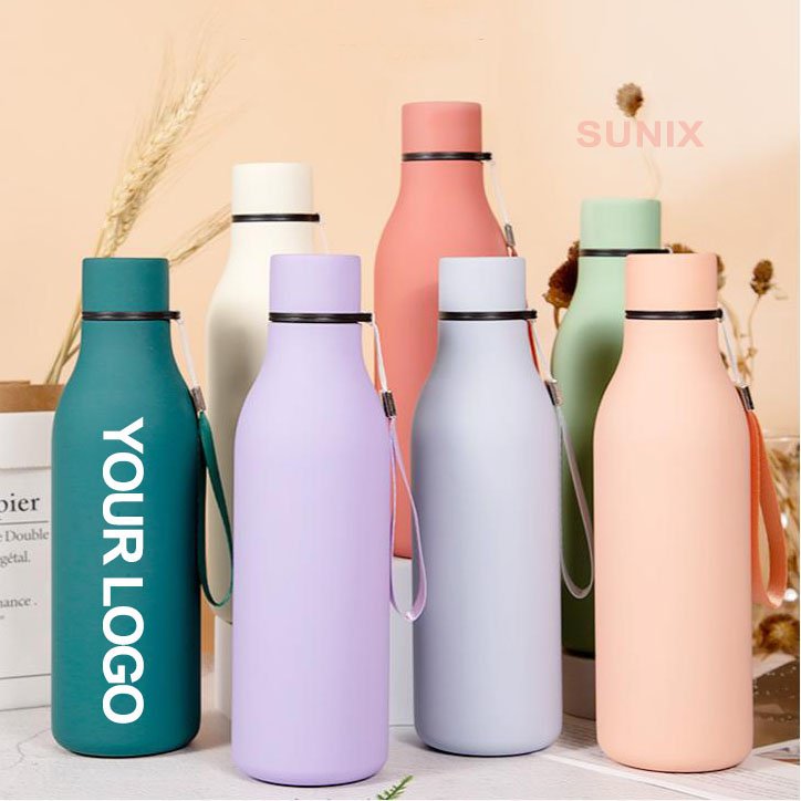 Rubber Paint Customized Logo 500ml Drink Bottle Insulated Stainless Steel Water Bottle Vacuum Flask Thermos