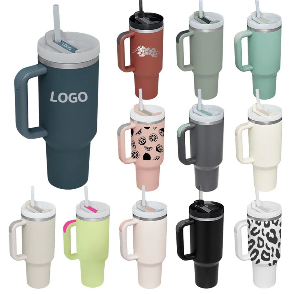 Linygue Custom logo 30oz 40 oz vacuum flasks water bottle mugs tumbler H2.0 with handle and straw