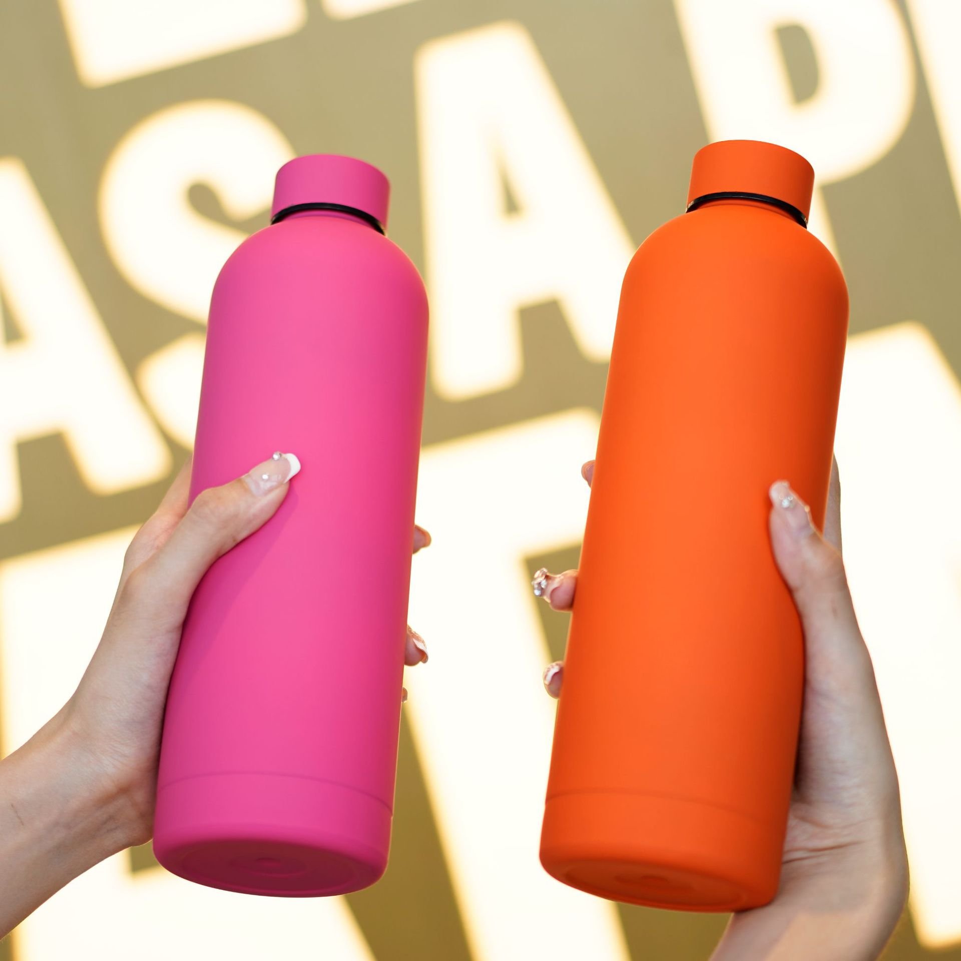 Custom Logo Multi-Color Soft Rubber Coated Vacuum Flask Narrow Mouth 500ml 750ml Stainless Steel Sports Water Bottle