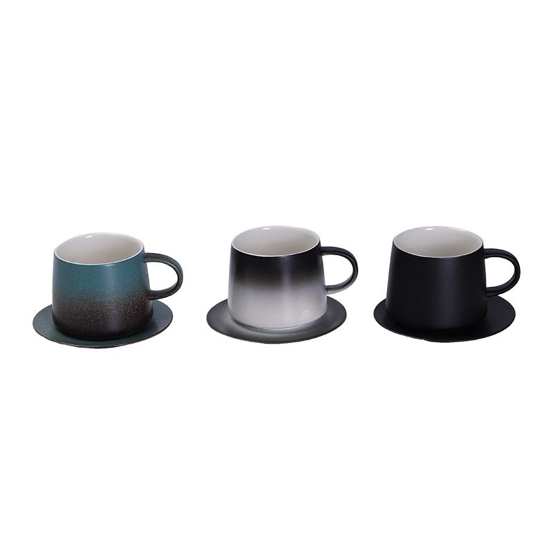 Hot sale Nordic creative gradient color coffee cup saucer high temperature resistant ceramic mug