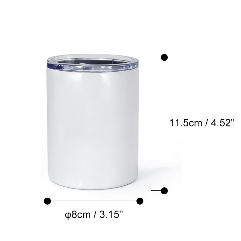 White Sublimation Blank Lowball Double Walled Vacuum Insulated 12oz Stainless Steel Straight Coffee Mug Tumbler
