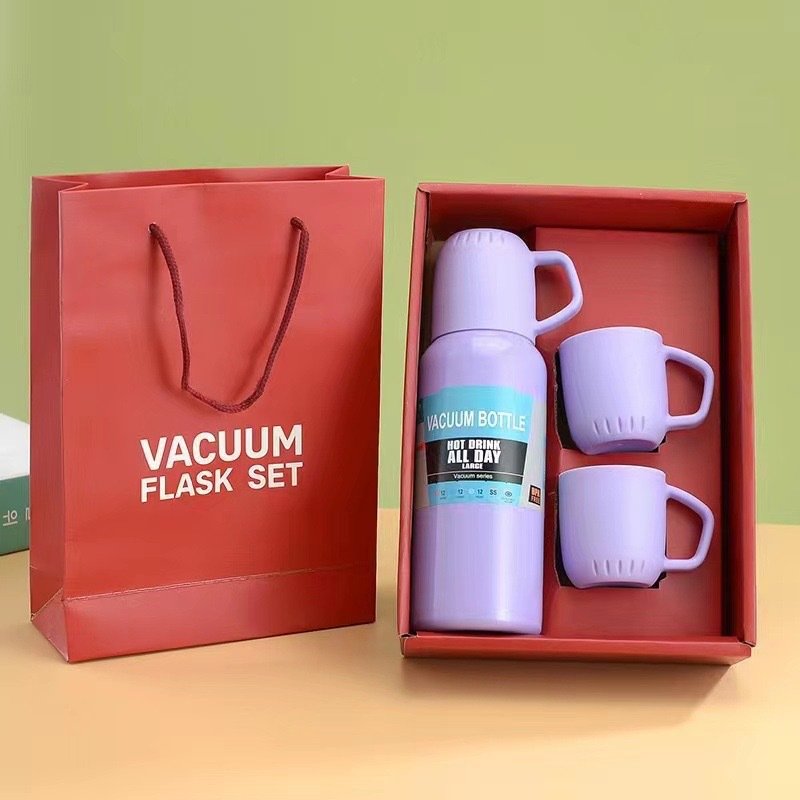 Wholesale Stainless Steel Vacuum Flask Sets Creative Gift Cover Handle Portable Car Water Bottle Vaccum Flask Sets