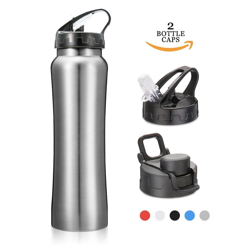 750ml promotional single wall stainless steel sport water bottle with straw