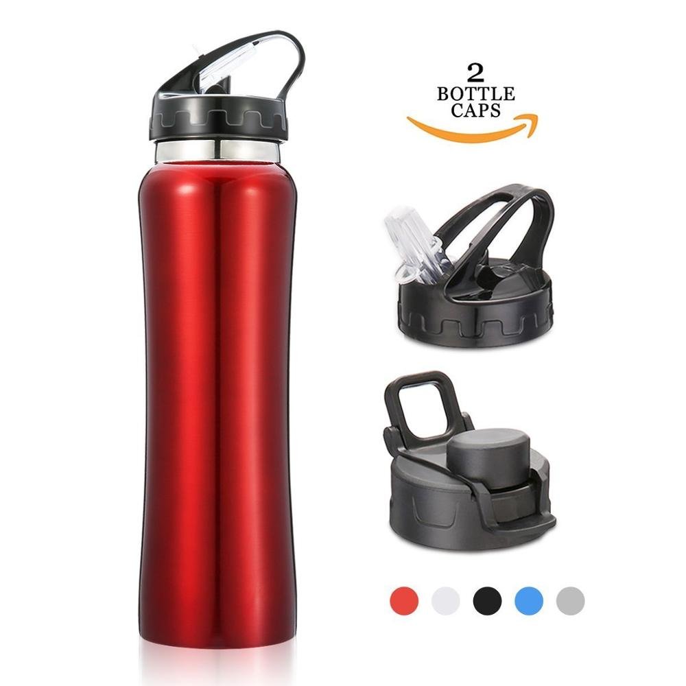 750ml promotional single wall stainless steel sport water bottle with straw