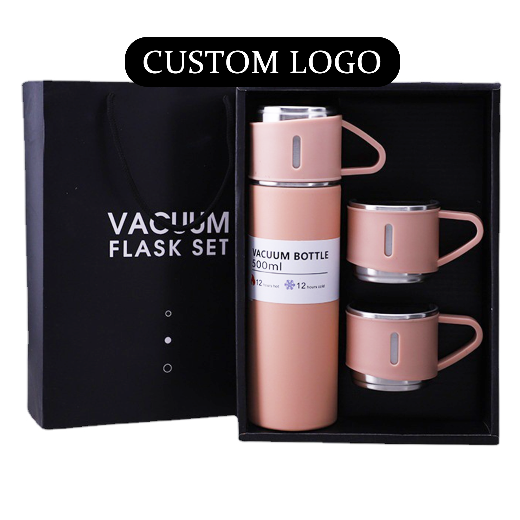 500ml vacuum flask Set Of Stainless Steel Portable Insulated Bottle With Detachable Handle And Lid