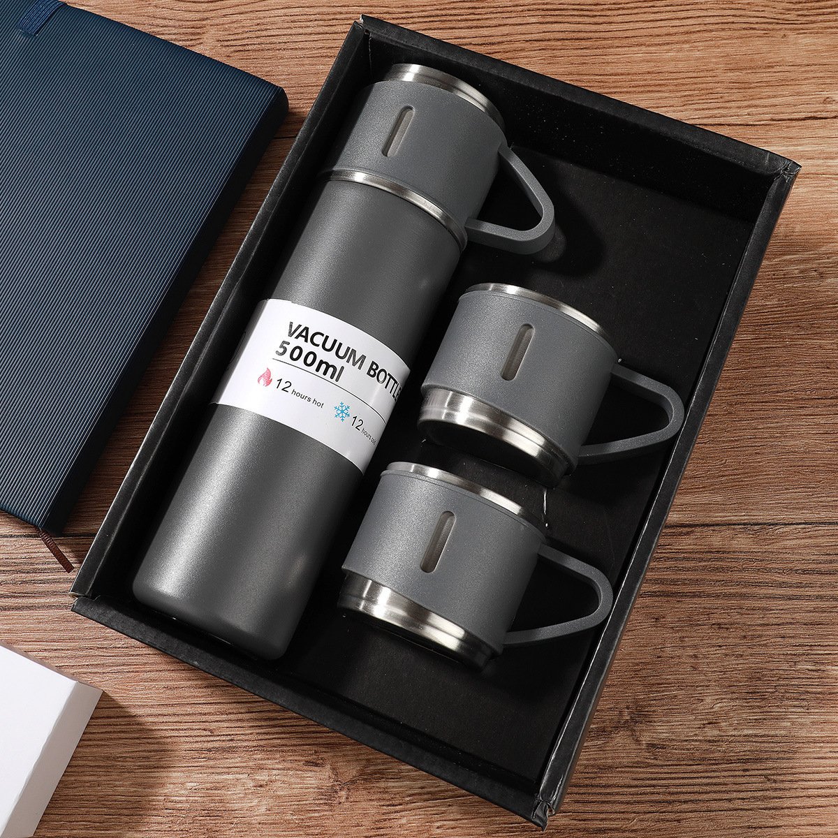 500ml vacuum flask Set Of Stainless Steel Portable Insulated Bottle With Detachable Handle And Lid