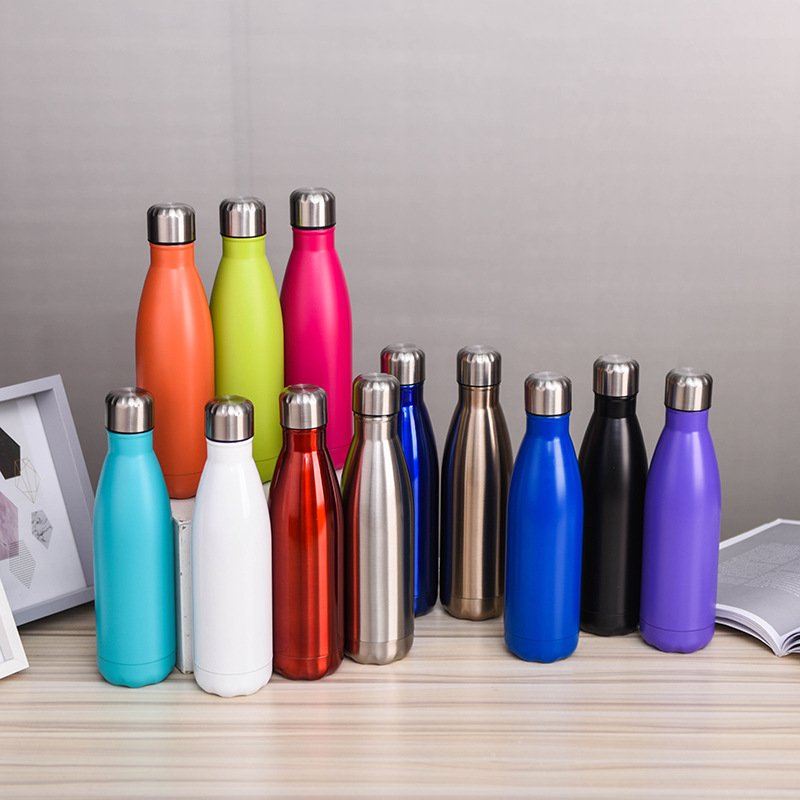 Eco-friendly 500ml 750 1000 Cola Shape Water Bottle Outdoor Stainless Steel Sport Termos water bottle