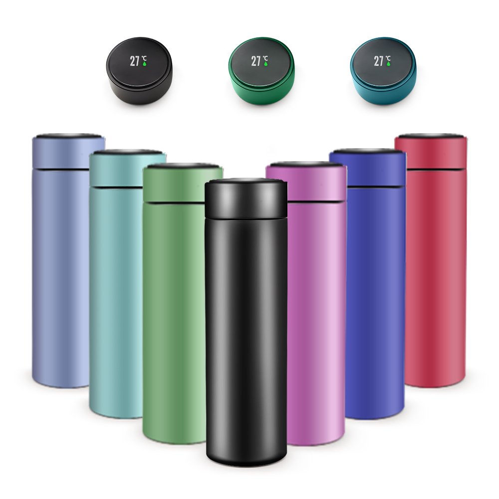 Custom Logo 500ml Vacuum Flasks Insulated Thermos Stainless Steel Smart Water Bottle With Led Temperature Display