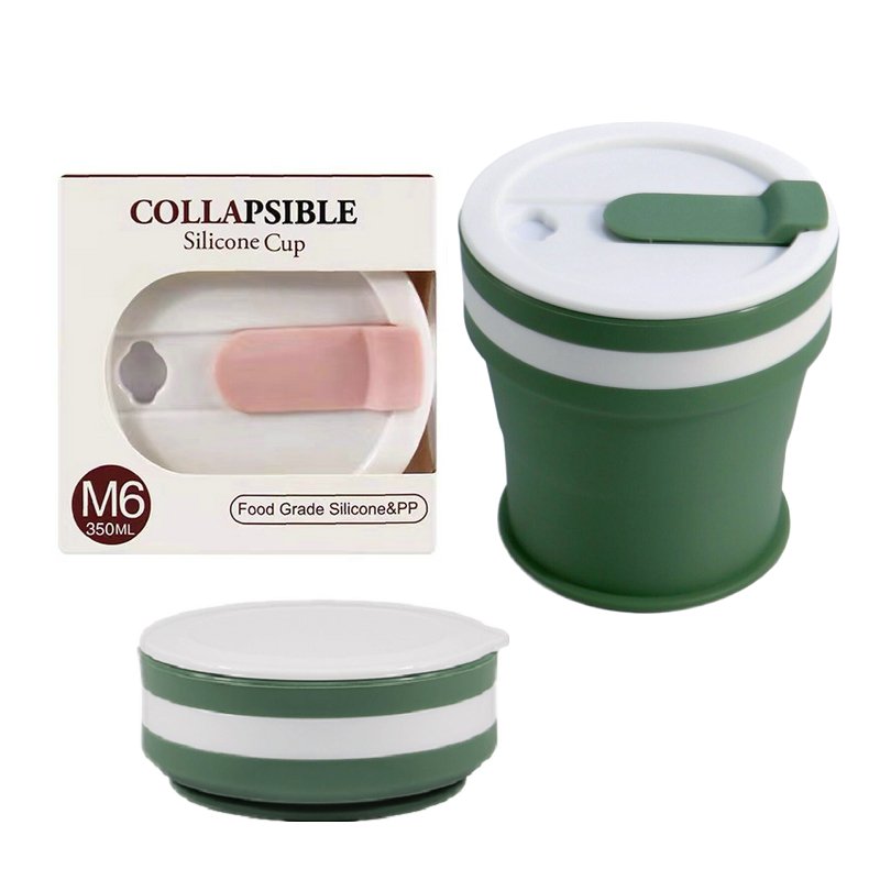 Eco Friendly Portable Silicone Foldable Mug Folding Collapsible Reusable Travel Water Cup Coffee Cola Mug with Lid and Straw