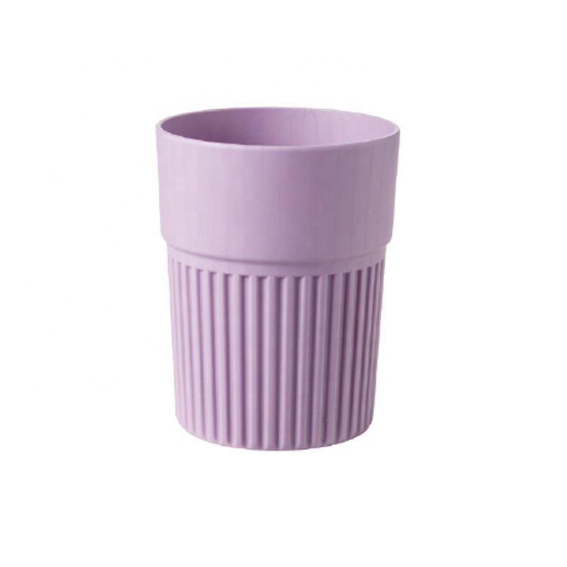 Non-slip Cup Body With Three-dimensional Vertical Stripe PLA Eco-friendly 350ml Plastic Mouthwash Cup Straight Mug