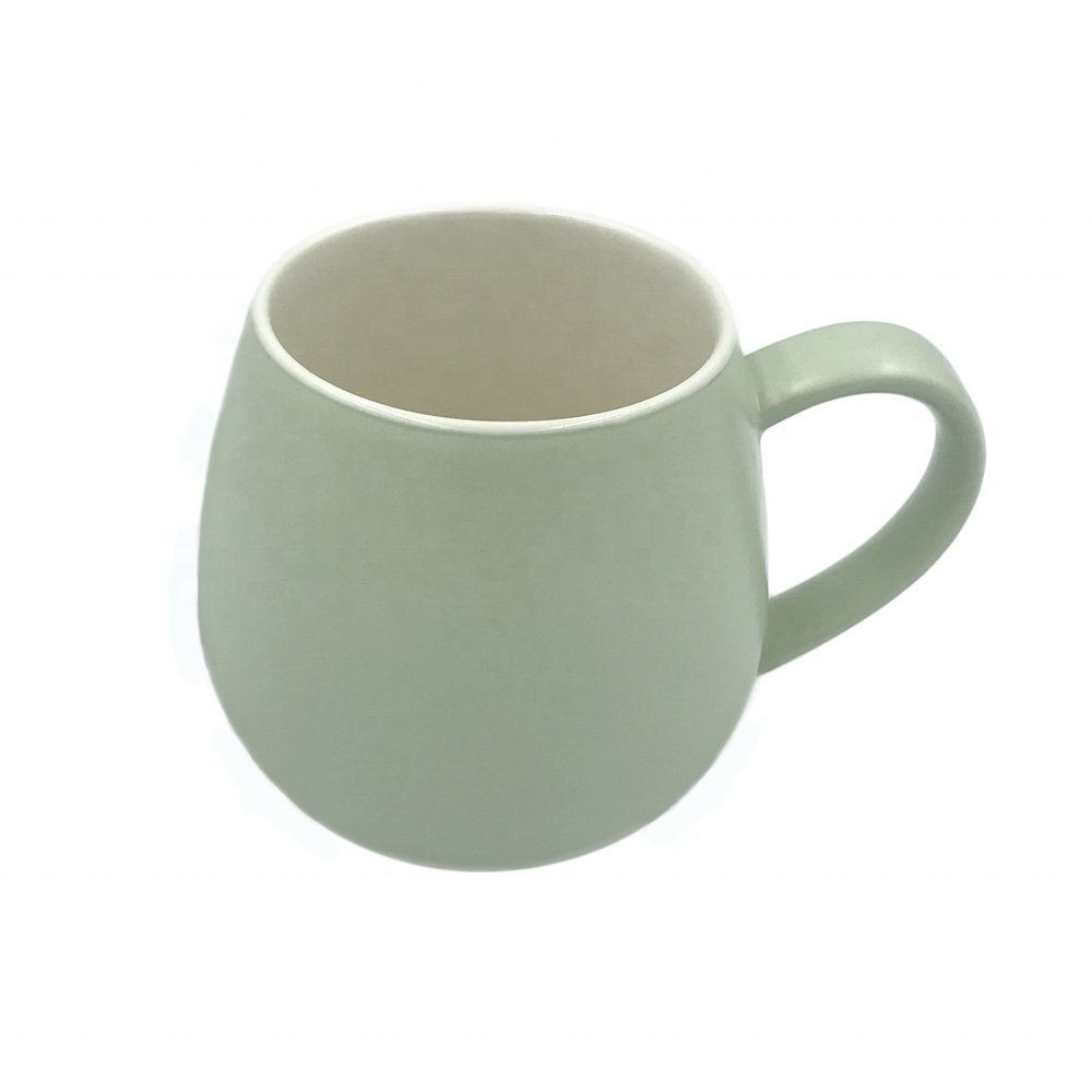 Mugs Wholesale Ball Shape Stoneware Coffee Cup Ceramic Hot Sale Ceramic Mug Matte Mint Green AB Sustainable HANDGRIP