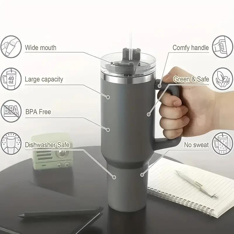 Custom Logo Print Coated Stainless Steel 40OZ Travel Mug Tumbler Cup With Handle For Stanley Cup Vaso Aislado Gobelet Isotherme