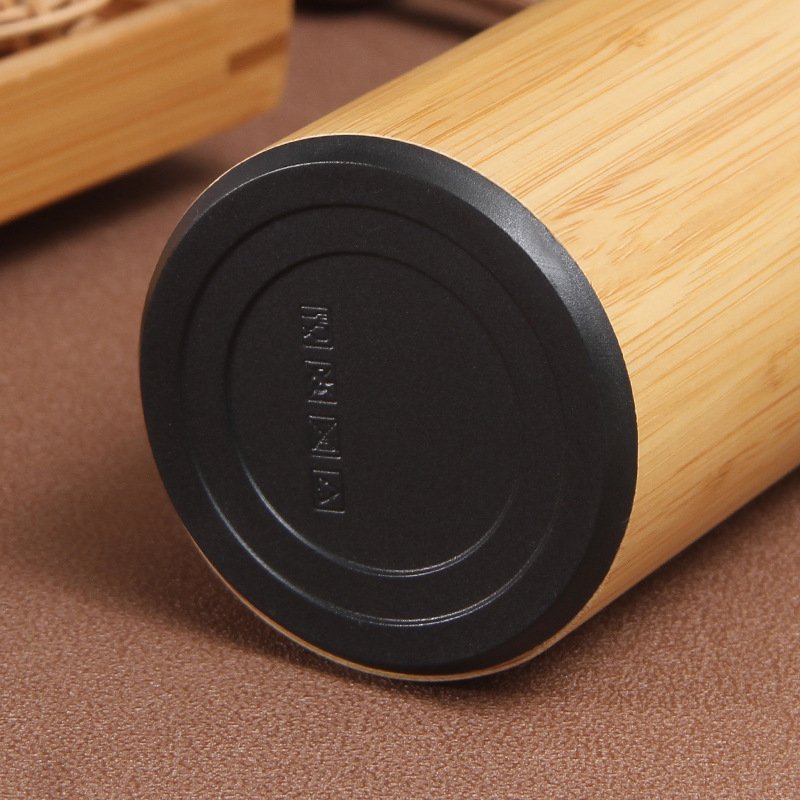 Custom Bamboo Insulated Water Bottle Eco friendly Hiking Water Bottle Outdoor With Tea Infuser