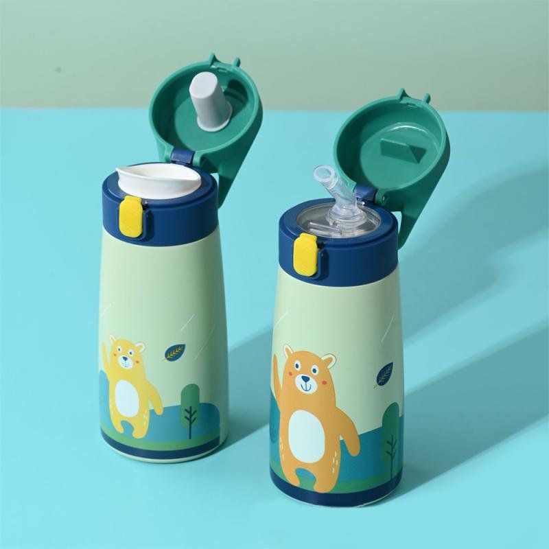 New 304 stainless steel children's thermos bottle cartoon straw cup stainless steel water bottle