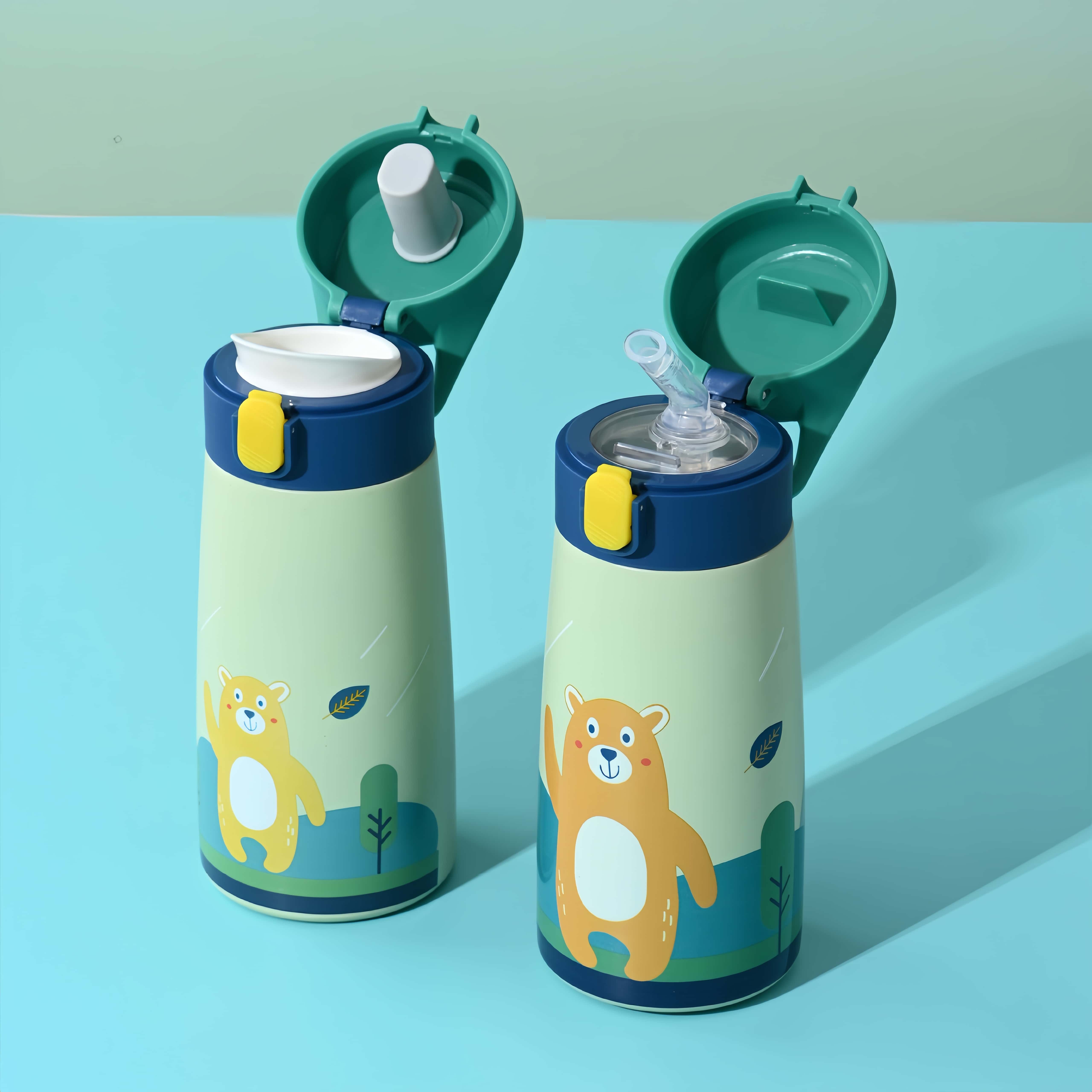 New 304 stainless steel children's thermos bottle cartoon straw cup stainless steel water bottle