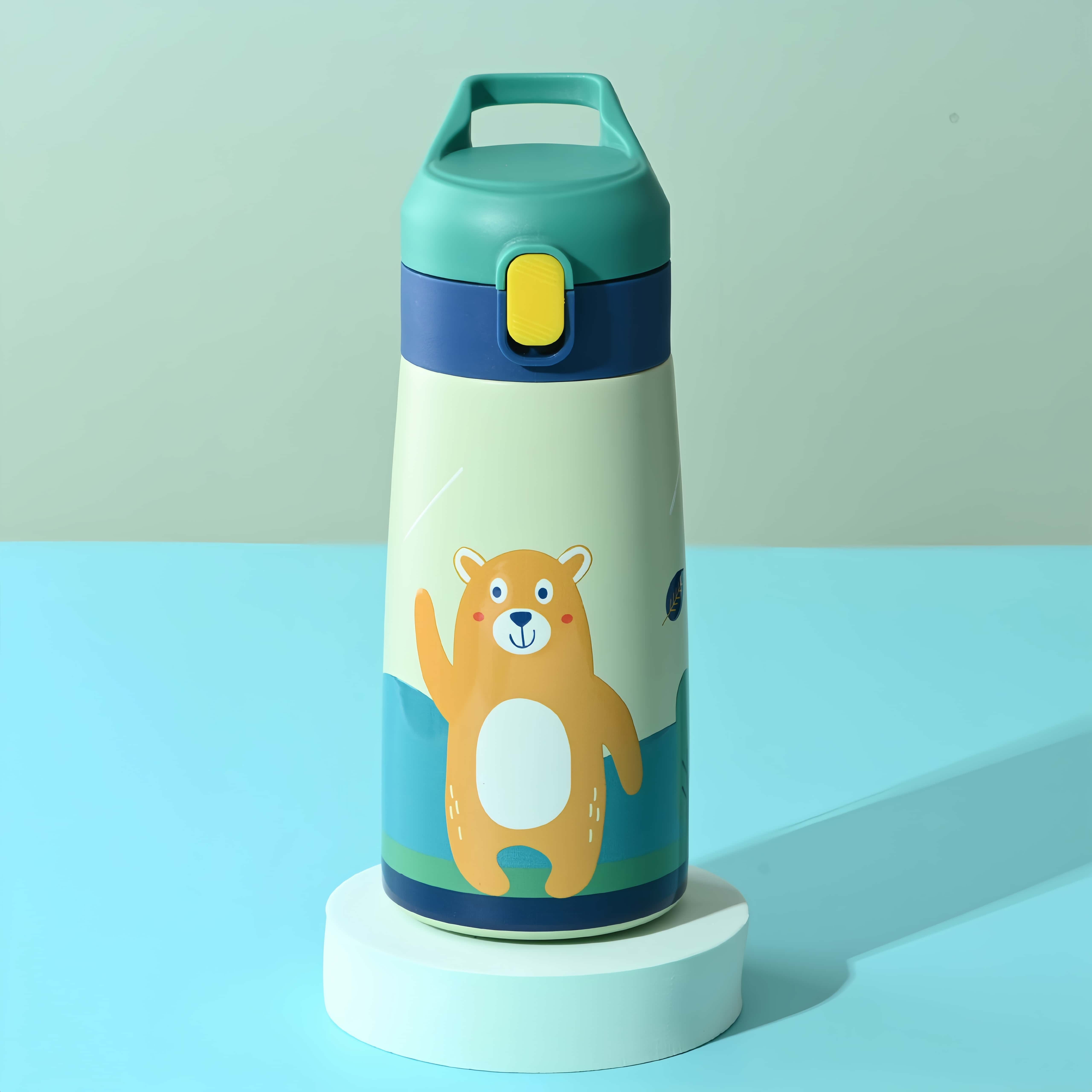 New 304 stainless steel children's thermos bottle cartoon straw cup stainless steel water bottle