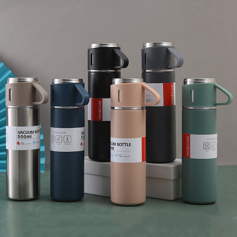 Modern design thermal tumbler hot water vacuum flask set Vacuum Sealed Thermos Gift Set business cup vacuum flask set