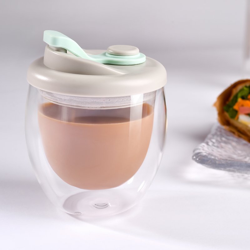 2024 Hot Sale Glass Cup Coffee Milk Tea Women Gift Double Wall Glass Cup Travel Mug Tumbler Cup With Lid