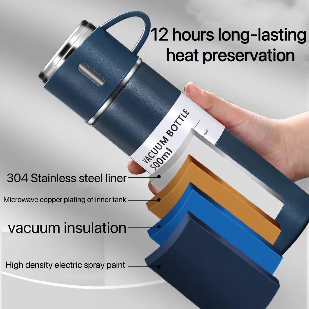 Mascot 500ML Stainless Steel Vacuum Flask Gift Set Office Business Style Bottle Outdoor Hot Water Thermal Insulation Couple Cup