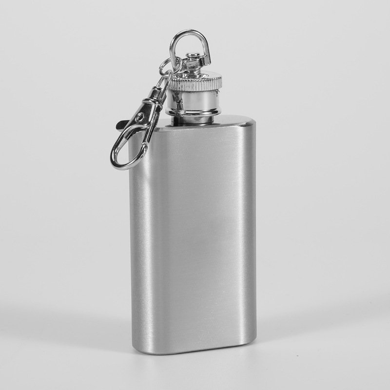 2oz Stainless Steel Wine Pot Outdoor Alcohol Hip Flask with Keychain