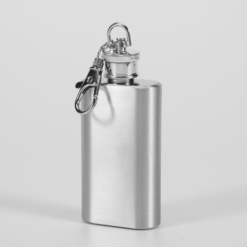 2oz Stainless Steel Wine Pot Outdoor Alcohol Hip Flask with Keychain