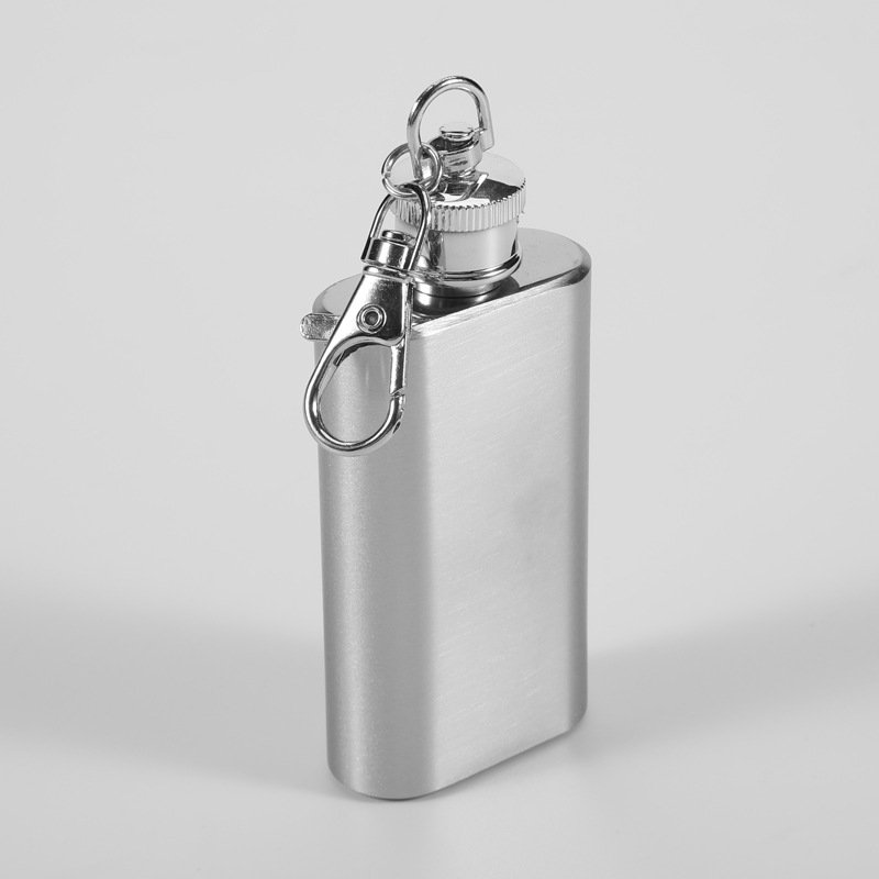 2oz Stainless Steel Wine Pot Outdoor Alcohol Hip Flask with Keychain