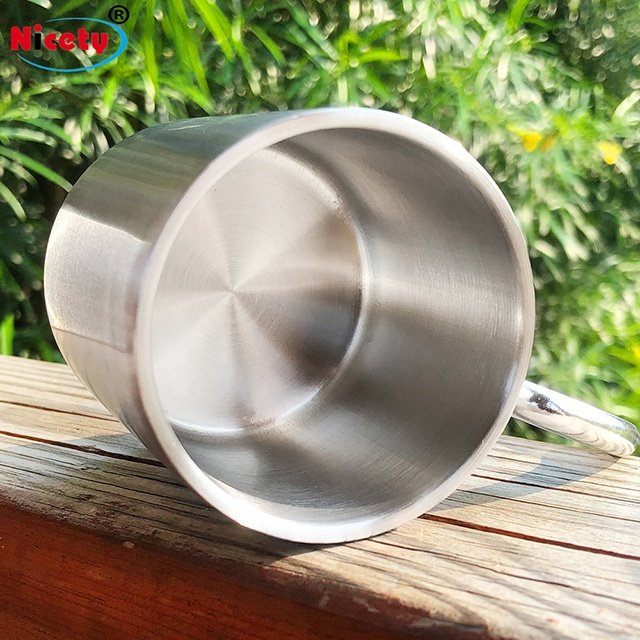 Portable Stainless Steel Double Wall Travel Mug Pot with Carabiner for Camping Backpacking Camping Survival Coffee Tea Milk Cup