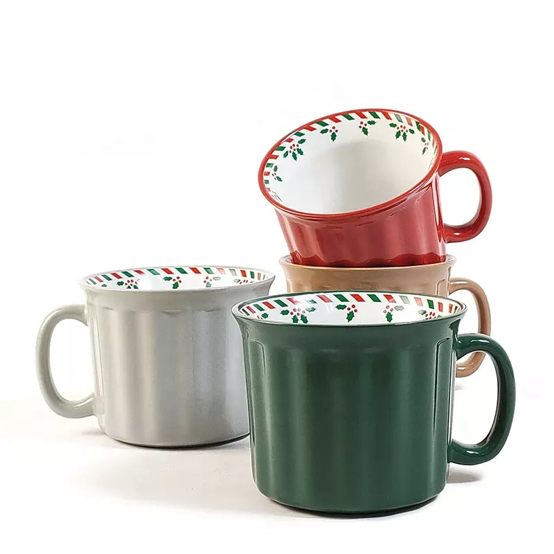 Stoneware Ceramic Coffee Mugs Ceramic Embossed Christmas Mug Ceramic Cups