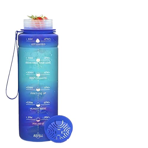 BPA-Free Multi-Purpose 2L Half Gallon Silicone Sports Water Bottles Direct Drinking Gym Fitness Motivational Set with Lid