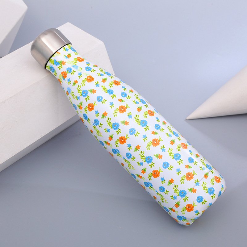 17OZ Double wall Stainless Steel Insulated Vacuum Flasks Thermoses Cola Shape 500ML Sport Water Bottle