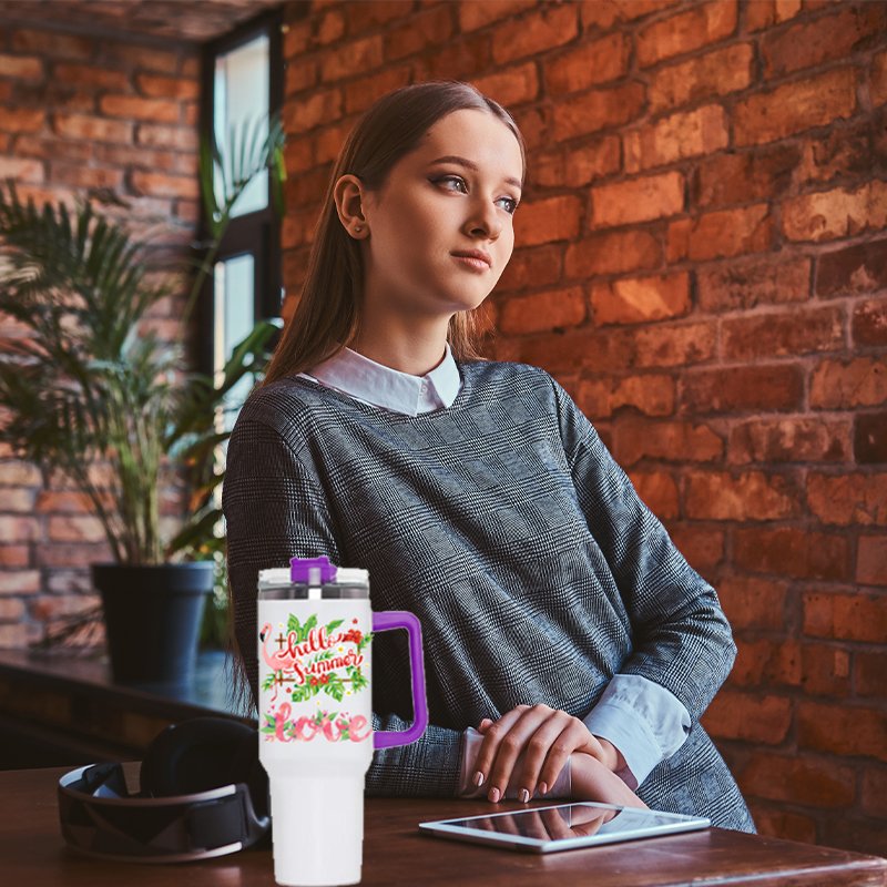 USA Warehouse 40 oz Stainless Steel Insulated Coffee Mug Tumbler Wholesale Bulk 40Oz White Blank Sublimation Tumbler With Handle