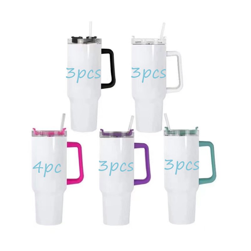 USA Warehouse 40 oz Stainless Steel Insulated Coffee Mug Tumbler Wholesale Bulk 40Oz White Blank Sublimation Tumbler With Handle