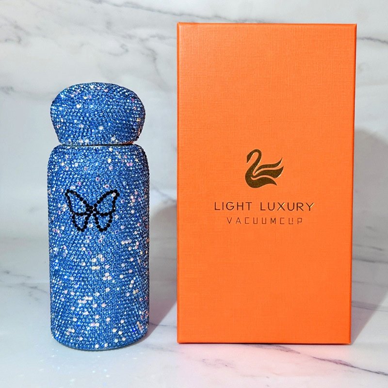 Luxury Gift 304 Stainless Steel Thermos Cup With Rhinestone Bling Diamond Drinking Cup 260 ml Vacuum Flask For Festival Gift