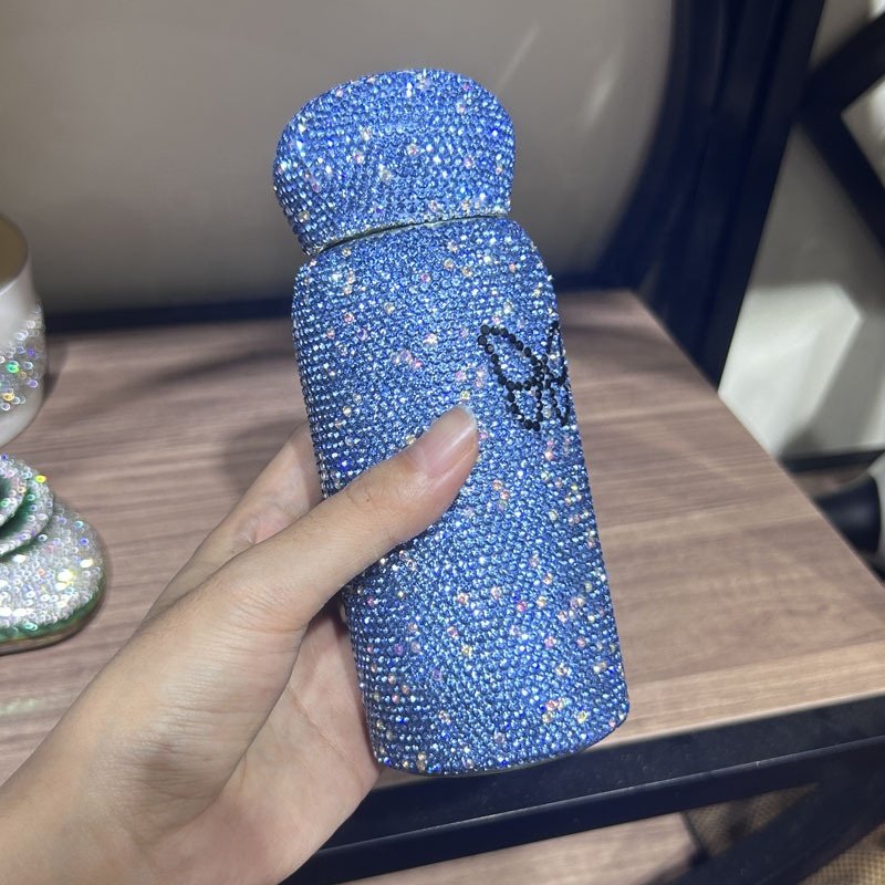 Luxury Gift 304 Stainless Steel Thermos Cup With Rhinestone Bling Diamond Drinking Cup 260 ml Vacuum Flask For Festival Gift