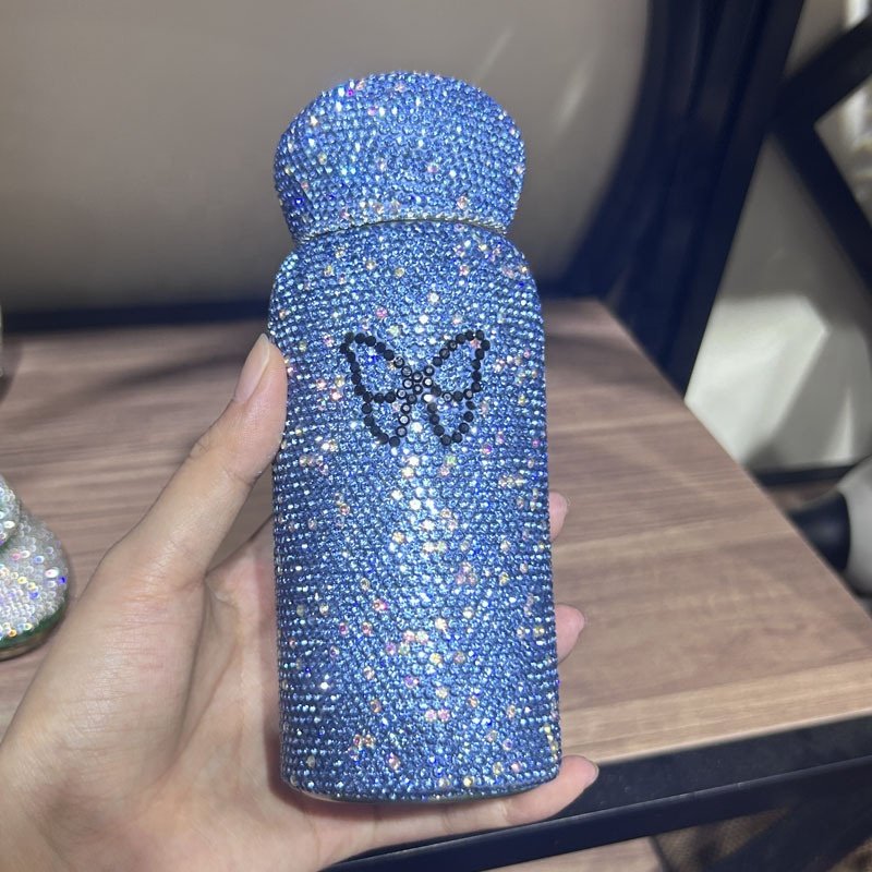 Luxury Gift 304 Stainless Steel Thermos Cup With Rhinestone Bling Diamond Drinking Cup 260 ml Vacuum Flask For Festival Gift