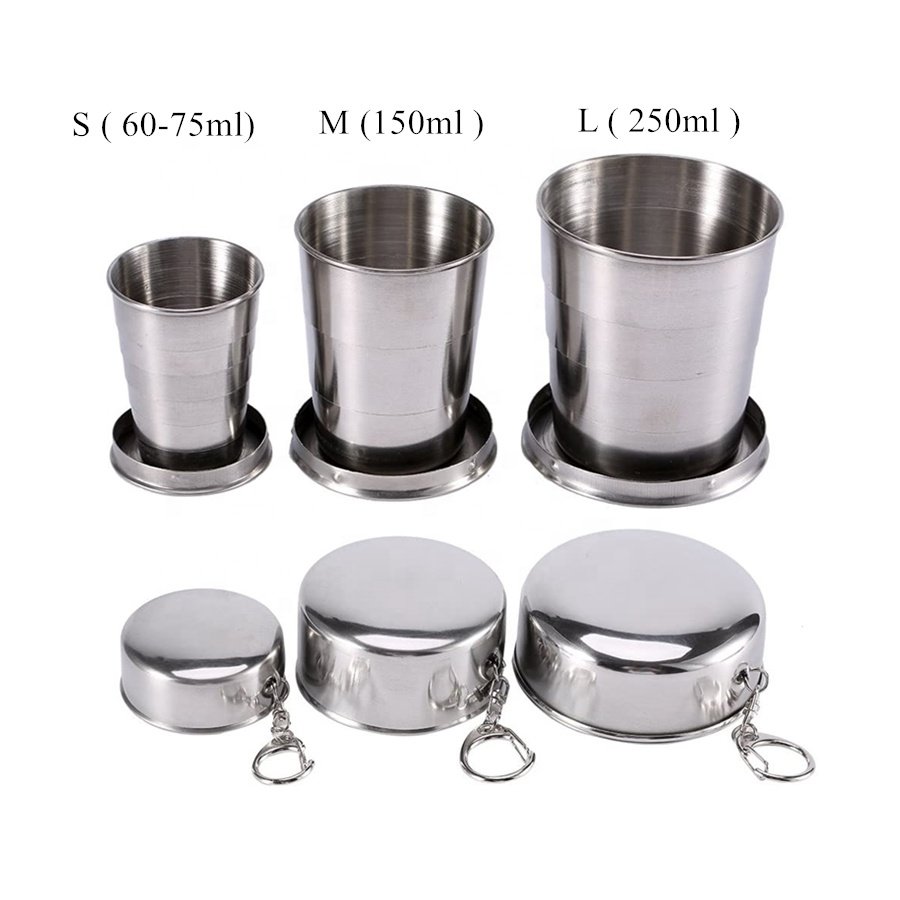Stainless Steel Camping Mug Folding Cup Portable Outdoor Travel Collapsible Cup