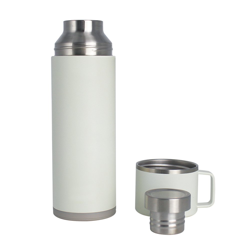 19OZ Powder Coated Stainless Steel Insulated Cup Thermo Water Bottle Food Jar With Leak proof Screw Lid And Spoon