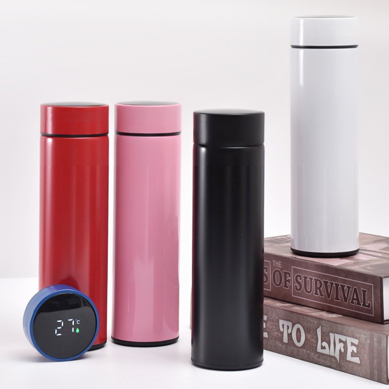 Business Temperature Display Drink 500ml 17oz Stainless Steel Smart Thermos Led Water Bottles Coffee Mugs Tumbler Cups Reminder
