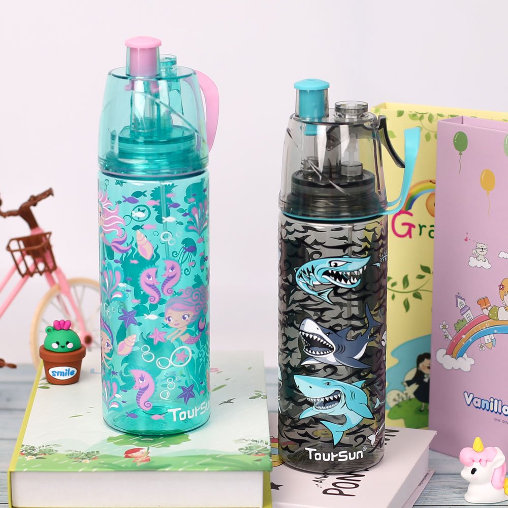 toursun 590ml Outdoor Kids Water Bottles Student Plastic Water Bottle With Straw smiggle spray water bottle