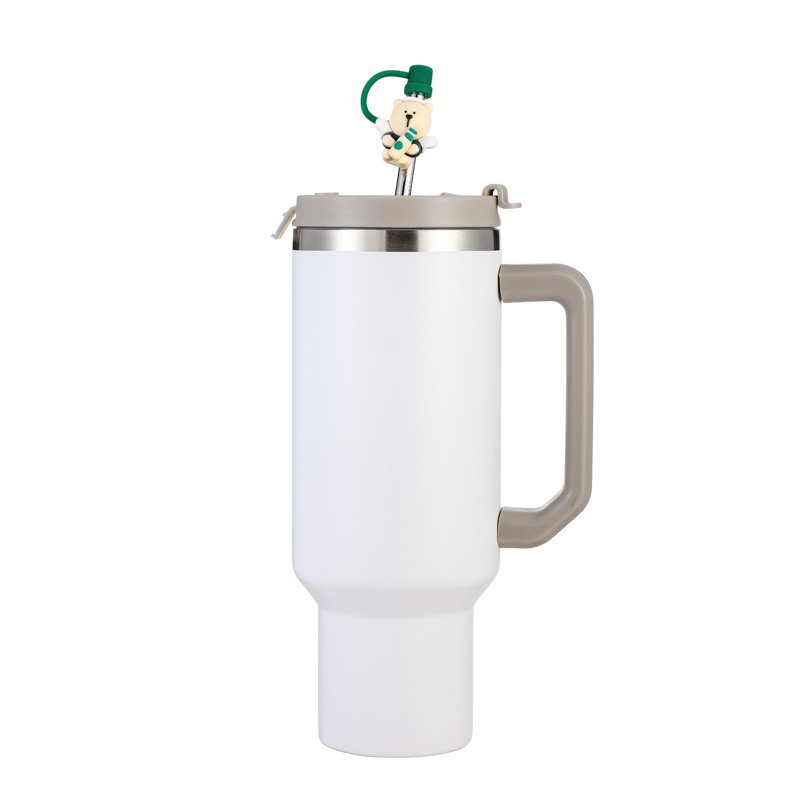 40 oz Tumbler with Handle and Straw Insulated Stainless Steel Water Bottle Iced Coffee Cup Travel Mug